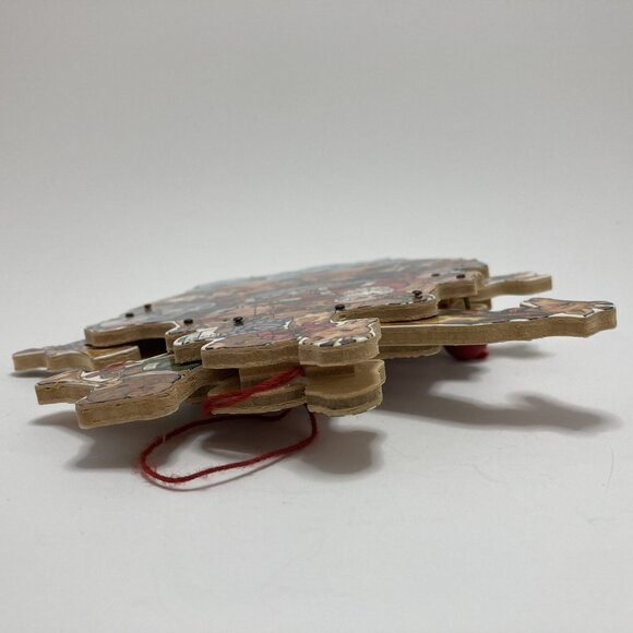 Santa Claus Ark & Animals and Jumping Jack Pull String Vintage Wood Ornaments - Picture 5 of 10